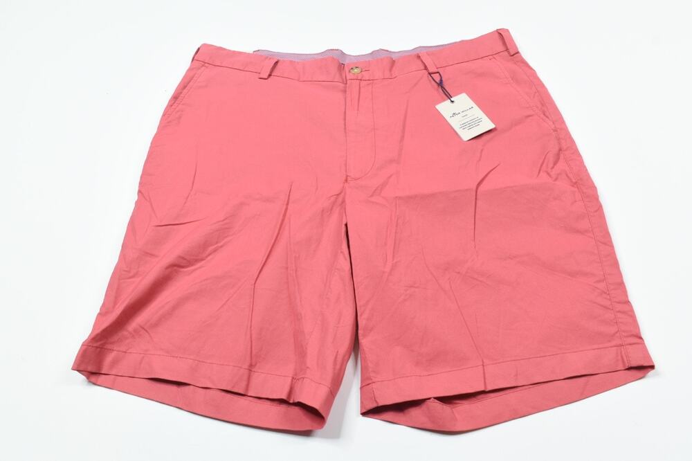 Peter Millar Seaside Cotton Poplin Shorts Mens 36 Red Garment Dyed Classic Fit